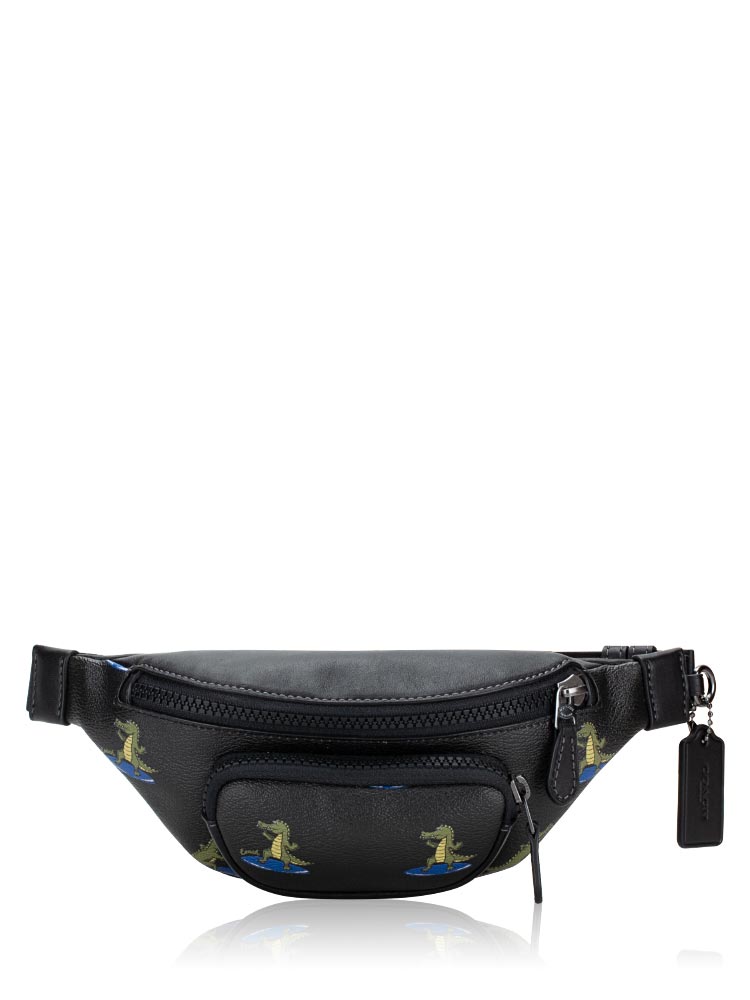 CJ676 Sprint 24 Surfing Crocodile Print Belt Bag Black Multi