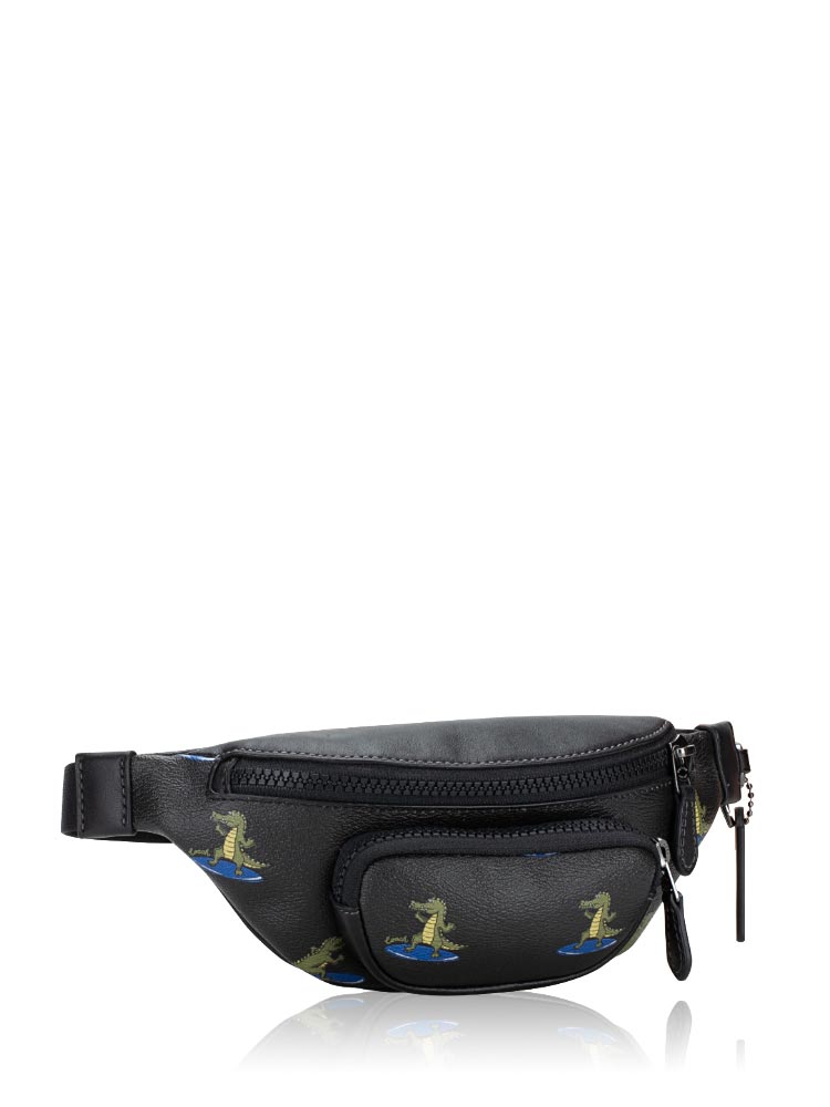 CJ676 Sprint 24 Surfing Crocodile Print Belt Bag Black Multi