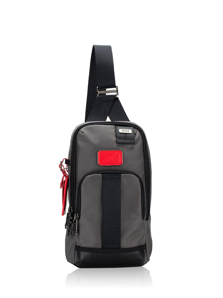 Men Fife Slim Sling Bag Grey Red