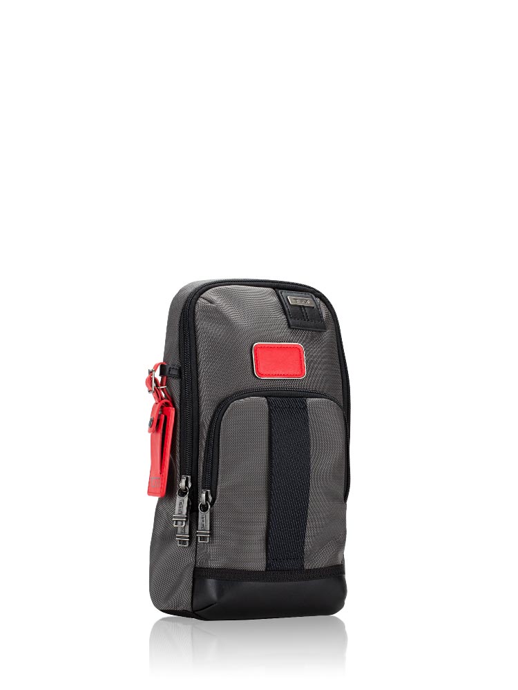 Men Fife Slim Sling Bag Grey Red