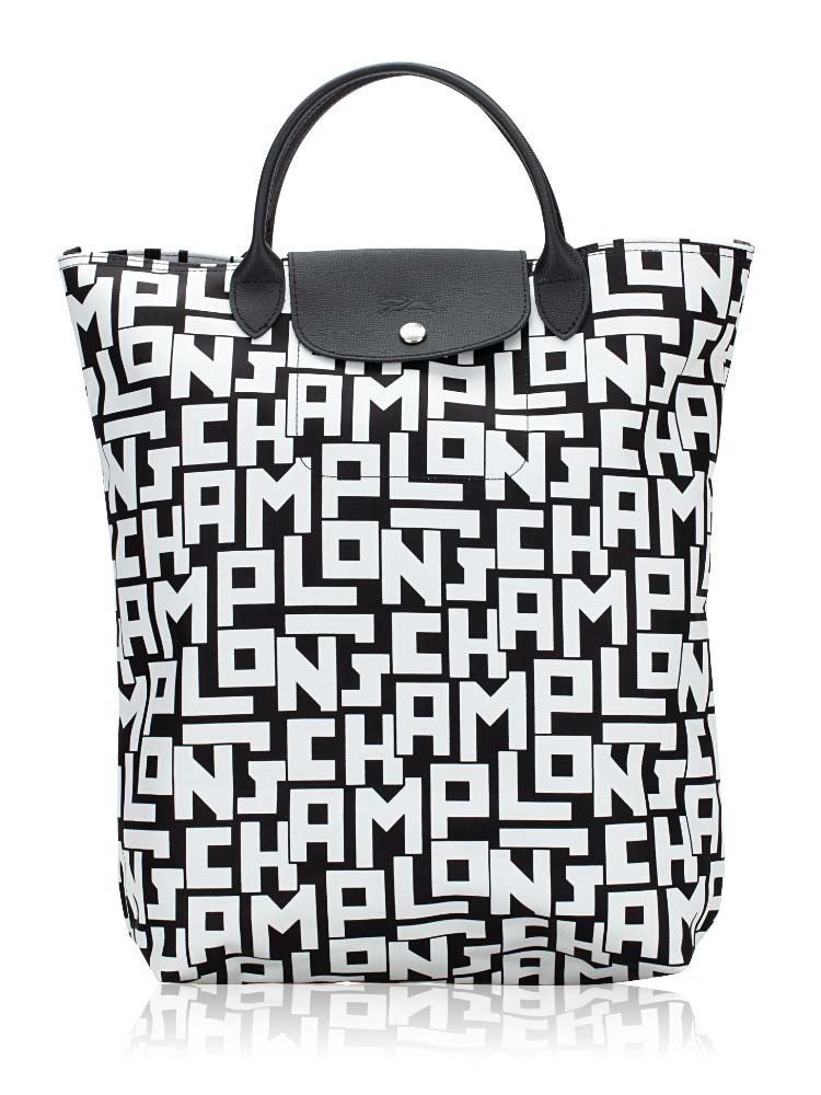 Le Pliage LGP Medium Tote Black White