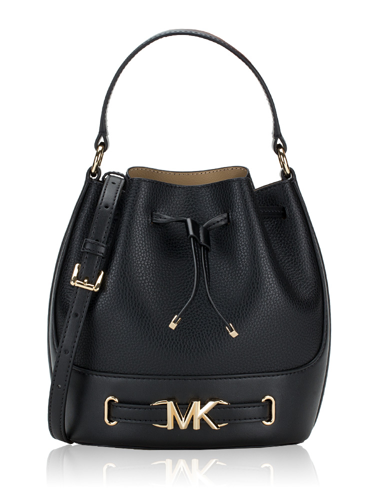 Reed Leather Medium Bucket Bag Black