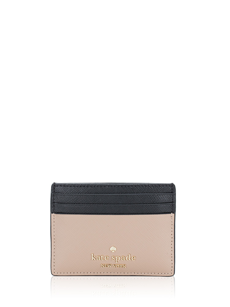 Madison Colorblock Saffiano Small Slim Card Holder Toasted Hazelnut