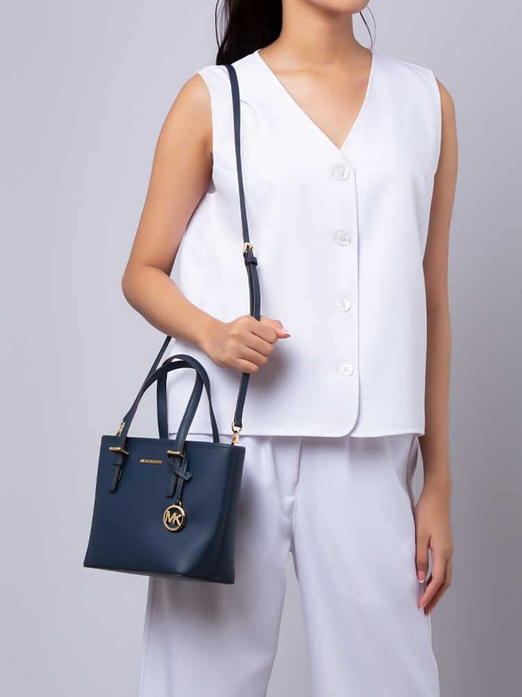 Jet Set Travel Xs Carryall Zip Tote Navy Gold
