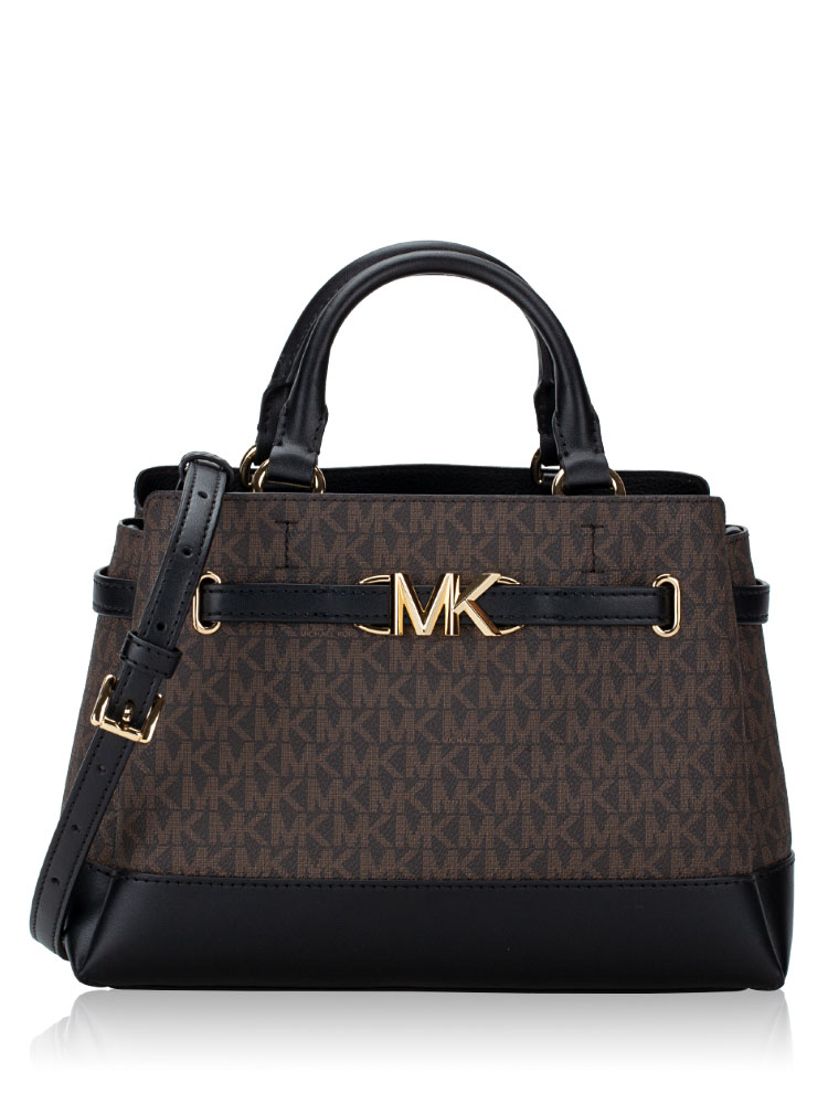 Signature Reed Small Belted Satchel Brown Black