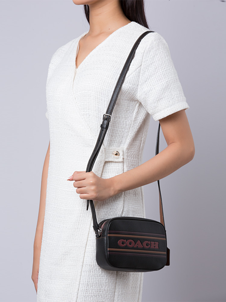 CH308 Jamie Stripe Mini Camera Bag Black Saddle