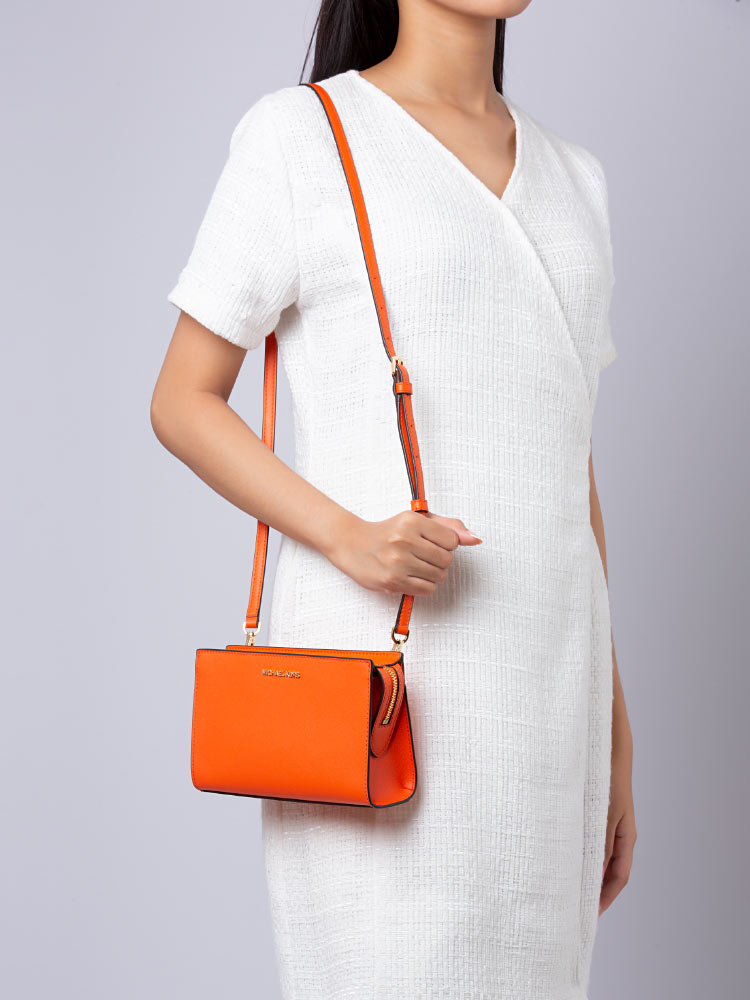 Sheila Saffiano Small Top Zip Crossbody Bag Poppy