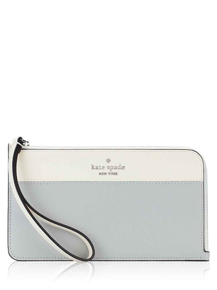 Lucy Colorblock Medium L Zip Wristlet Platinum Gray