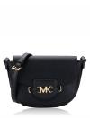 Reed Small Leather Saddle Crossbody Black