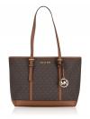 Signature Jet Set Travel Small Shoulder Tote Brown