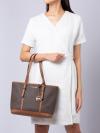 Signature Jet Set Travel Small Shoulder Tote Brown