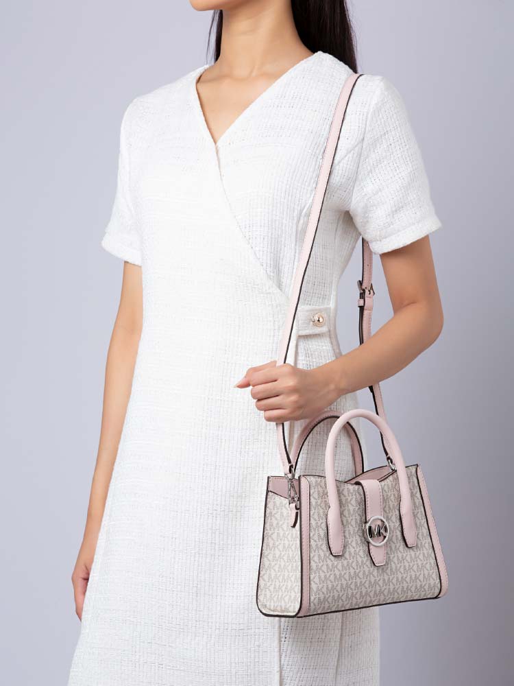Signature Gabby Small Top Zip Curve Satchel Powder Blush Multi
