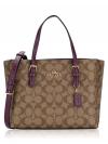 C4250 Signature Mollie Tote 25 Khaki Deep Berry