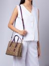 C4250 Signature Mollie Tote 25 Khaki Deep Berry