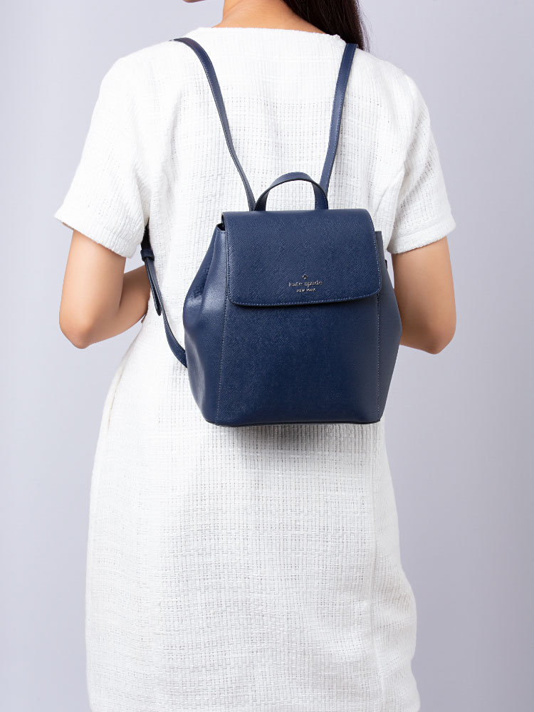 Madison Saffiano Flap Backpack Parisian Navy