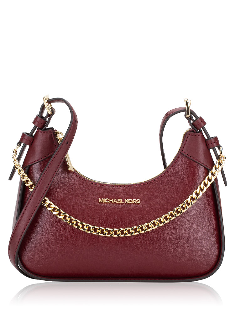 Wilma Small Leather Chain Crossbody Bag Dark Cherry