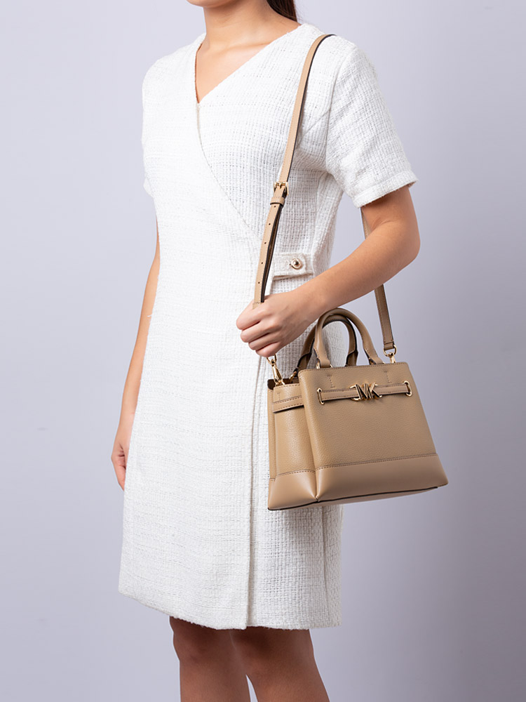 Reed Leather Small Belted Satchel Camel