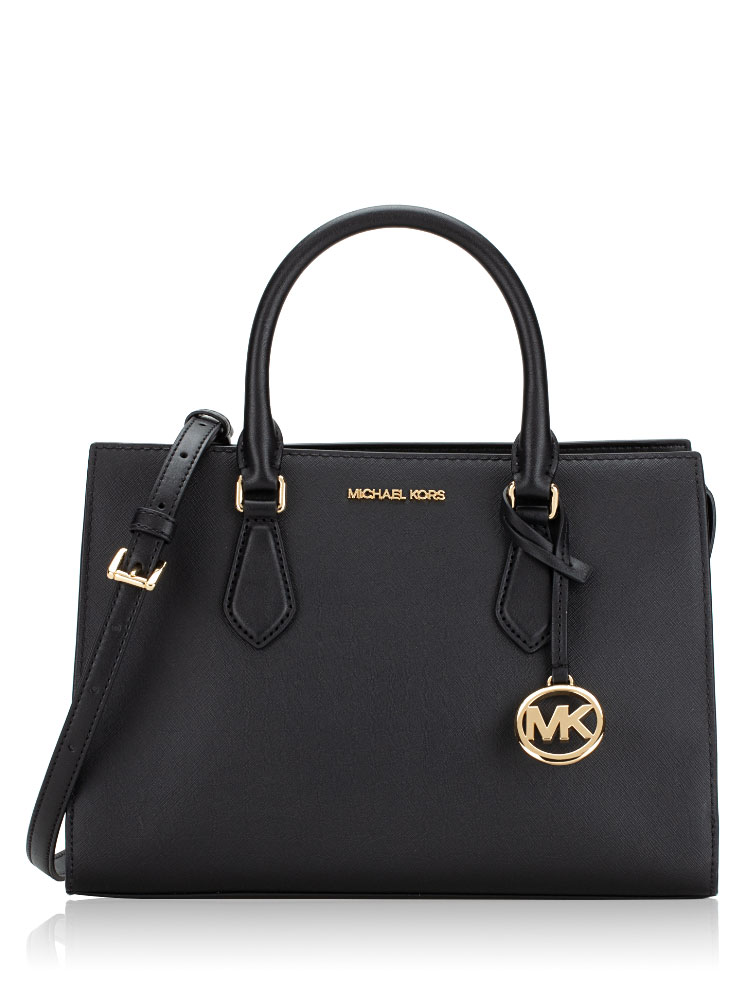 Sheila Saffiano Medium Center Zip Satchel Black