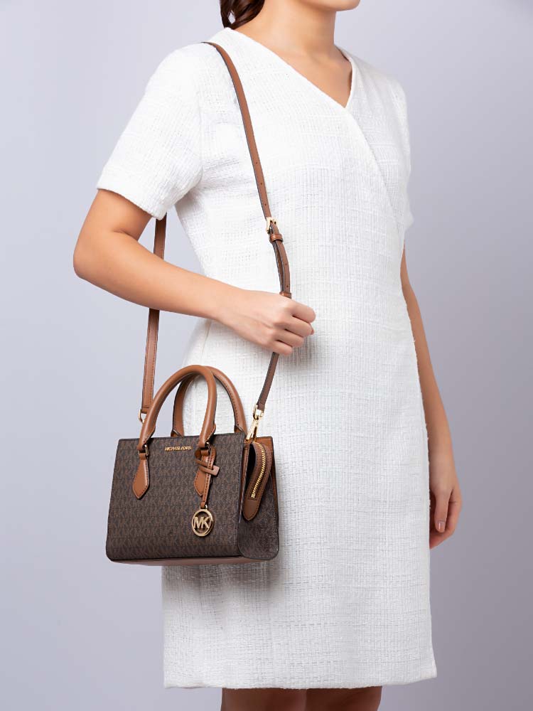 Signature Sheila Small Center Zip Satchel Brown