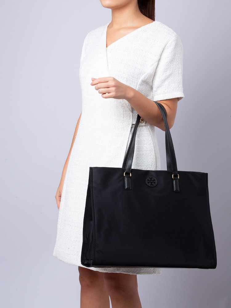 New Ella Nylon Tote Black Gold