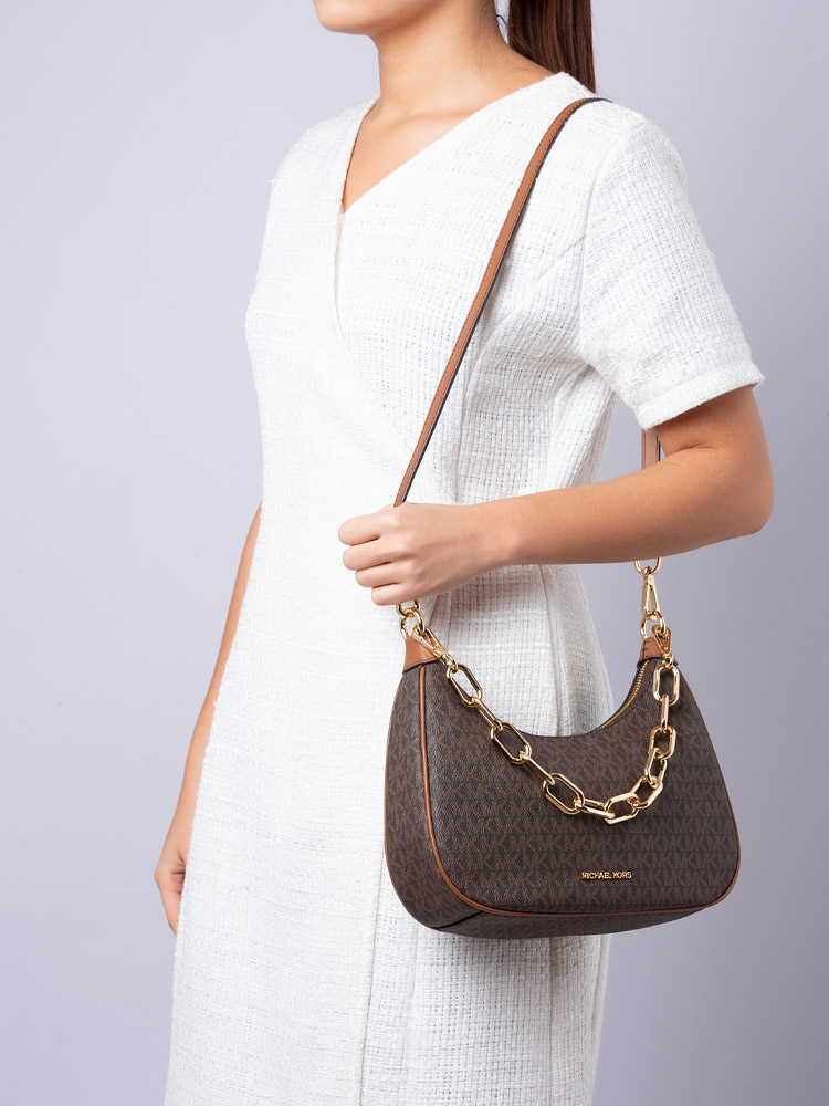 Signature Cora Large Zip Pouchette Brown
