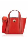 Hadleigh Leather Small Double Handle Messenger Tote Bright Terracotta