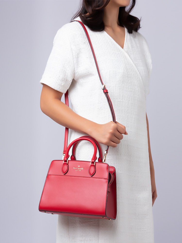 Madison Saffiano Small Satchel Candied Cherry