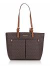 Jet Set Travel Signature Medium Double Pocket Tote Brown
