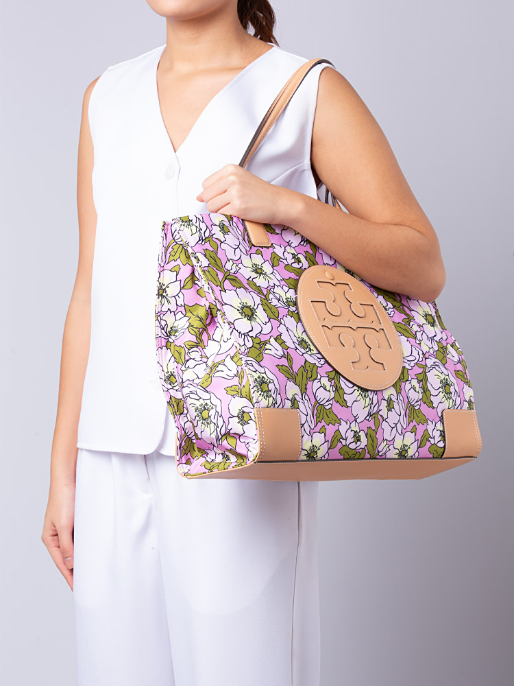 Ella Nylon Large Floral Tote Aster Pink Flower