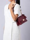 Cece Medium Flap Leather Shoulder Bag Dark Cherry