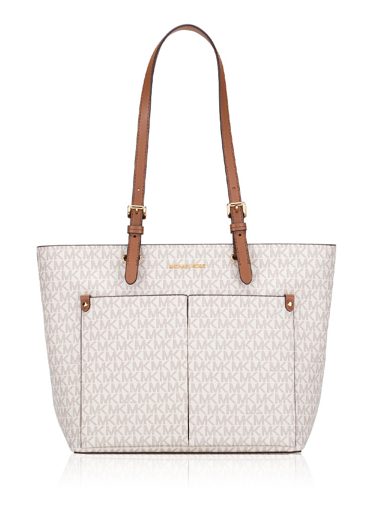 Jet Set Travel Signature Medium Double Pocket Tote Vanilla