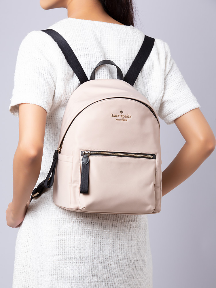 Chelsea Colorblock Nylon Medium Backpack Warm Beige