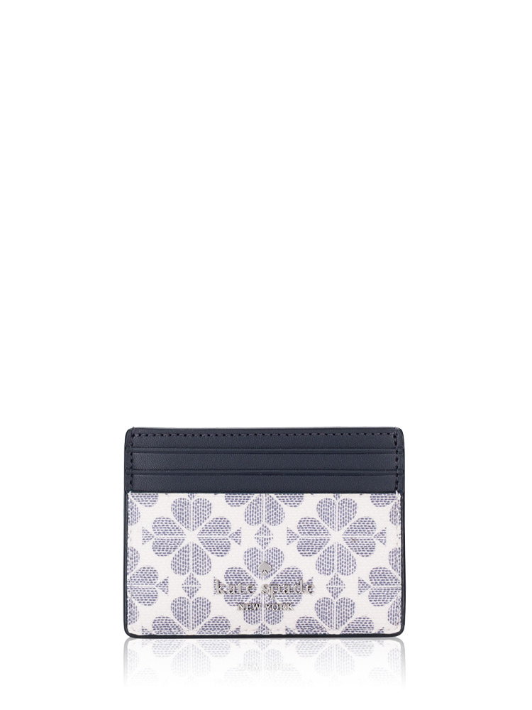 Spade Flower Small Slim Card Holder Navy Multi
