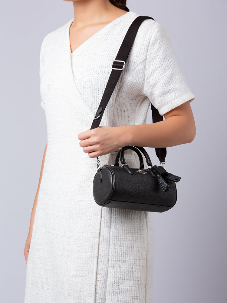 CJ571 Lacey Leather Crossbody Black