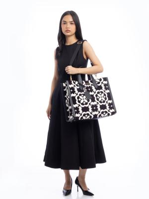 Spade Flower Monogram Manhattan Chenille Large Tote Black Multi