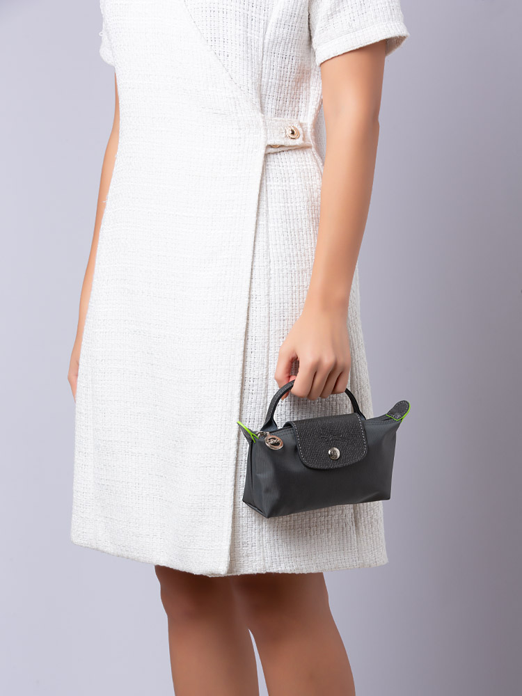 Le Pliage Green Pouch With Handle Graphite