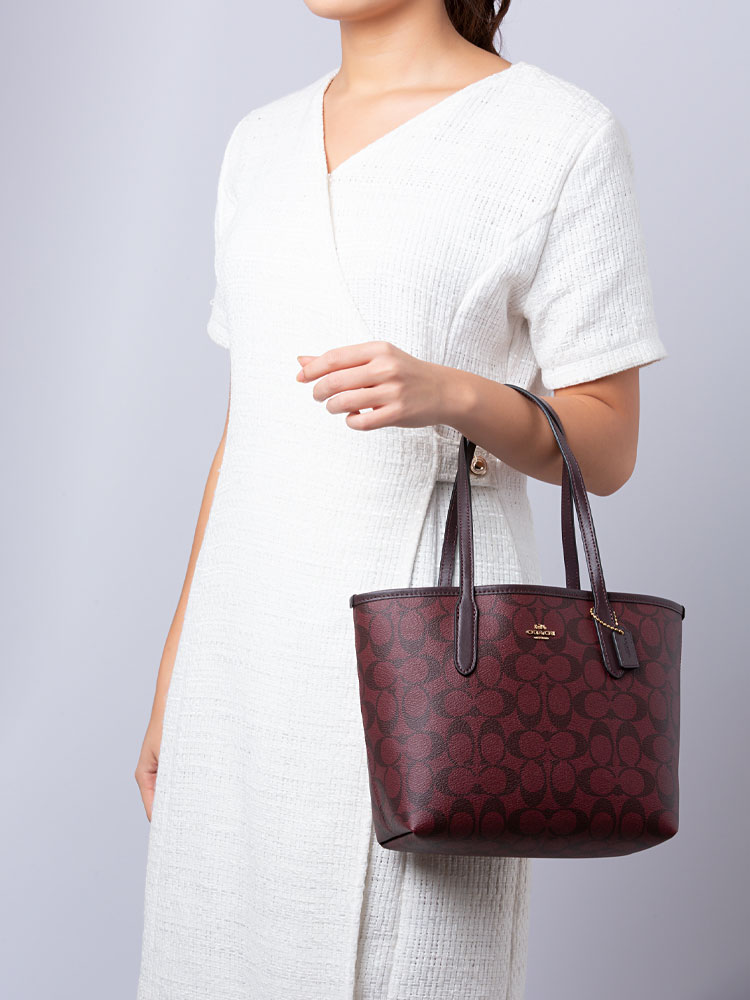 CN733 Signature Mini City Tote Oxblood Multi