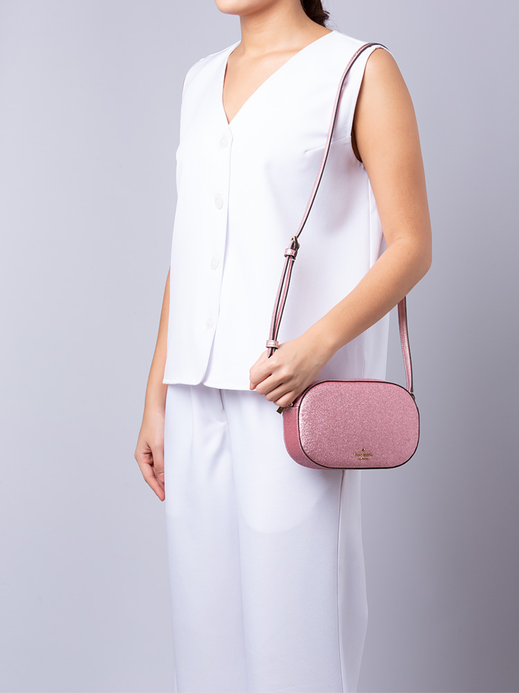 Glimmer Glitter Oval Camera Bag Mitten Pink
