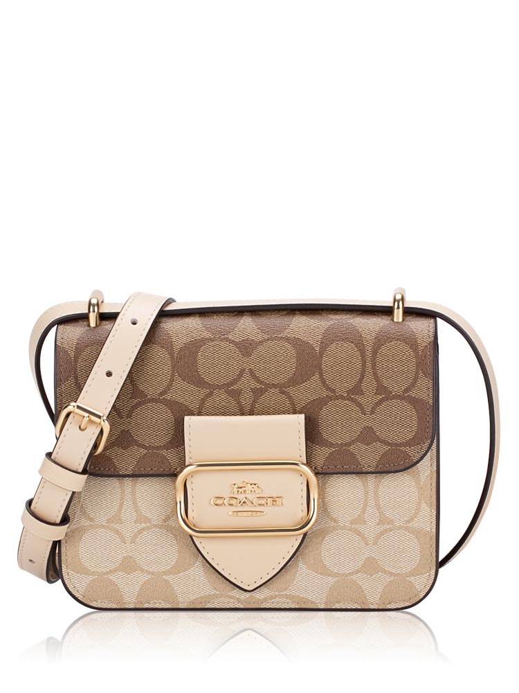 CL429 Signature Blocked Morgan Square Crossbody Bag Light Khaki Multi