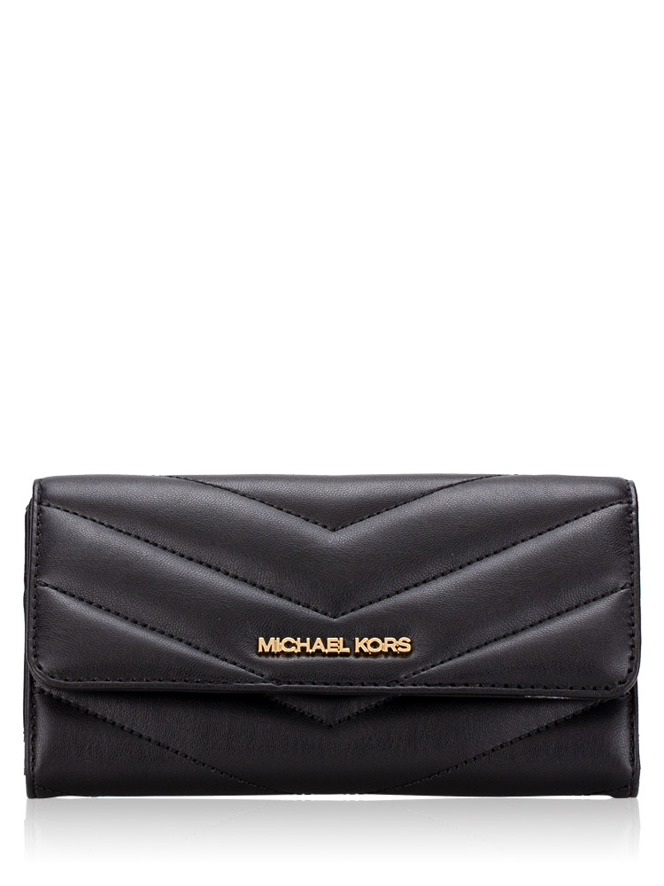 Jet Set Travel Soft Quilted Leather Large Trifold Black