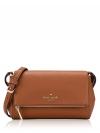 Leila Leather Mini Flap Zip Crossbody Warm Gingerbread