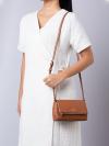 Leila Leather Mini Flap Zip Crossbody Warm Gingerbread