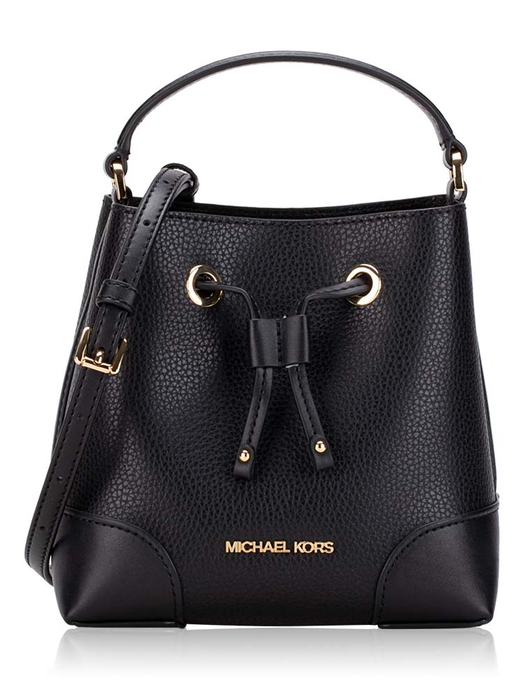 Mercer Leather Small Drawstring Bucket Messenger Black
