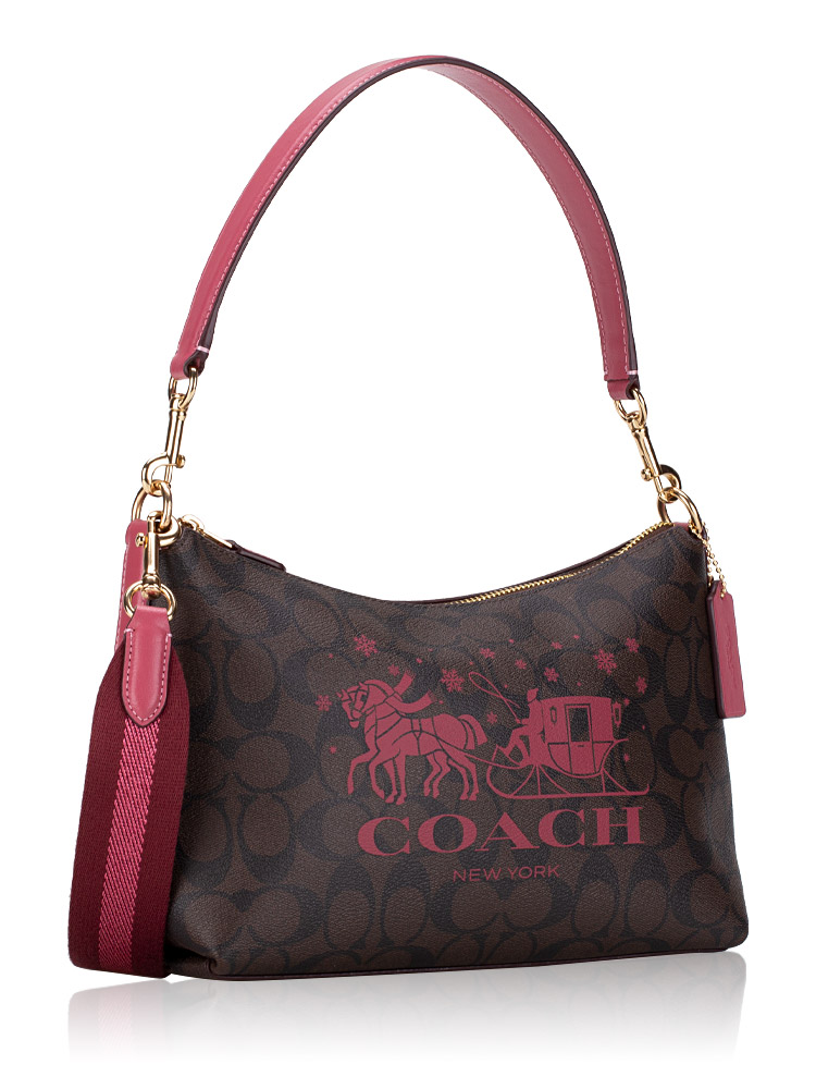 CN686 Signature Horse And Sleigh Clara Shoulder Bag Brown Rouge