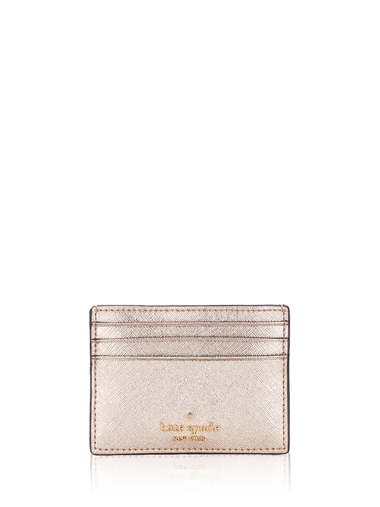 Glimmer Saffiano Small Slim Card Holder Metallic Glittering