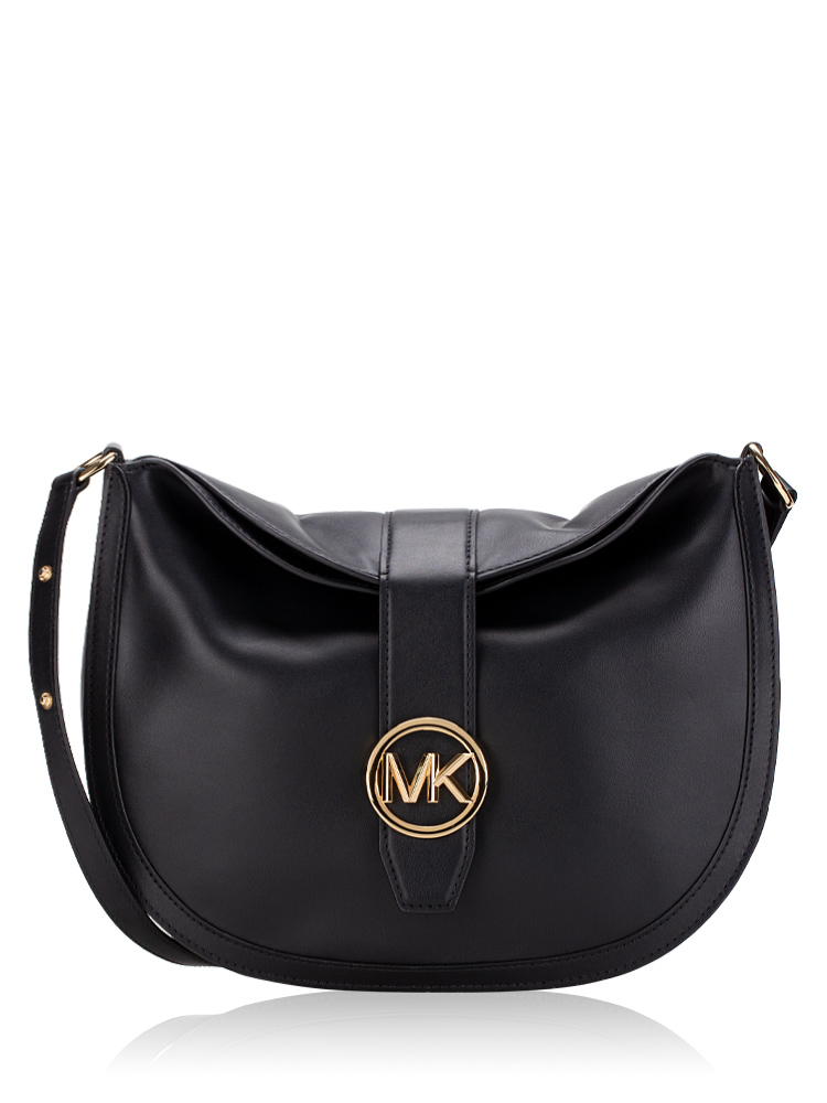 Gabby Leather Large Hobo Shoulder Bag Black