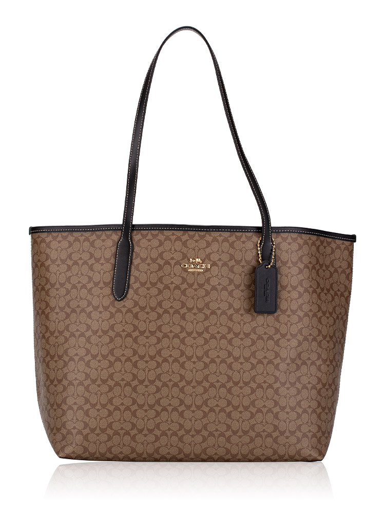 CJ942 Signature Micro City Tote Khaki Black