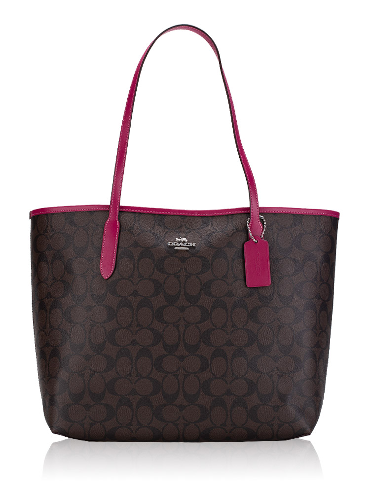 5696 Signature Open City Tote Brown Bright Violet