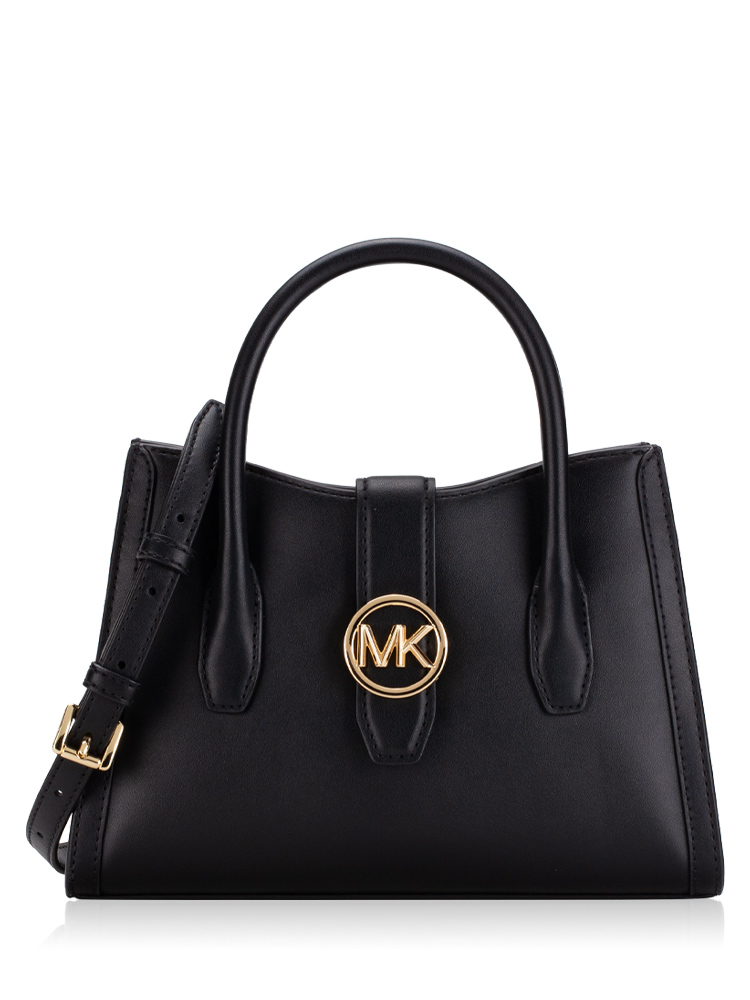 Gabby Leather Small Top Zip Satchel Black