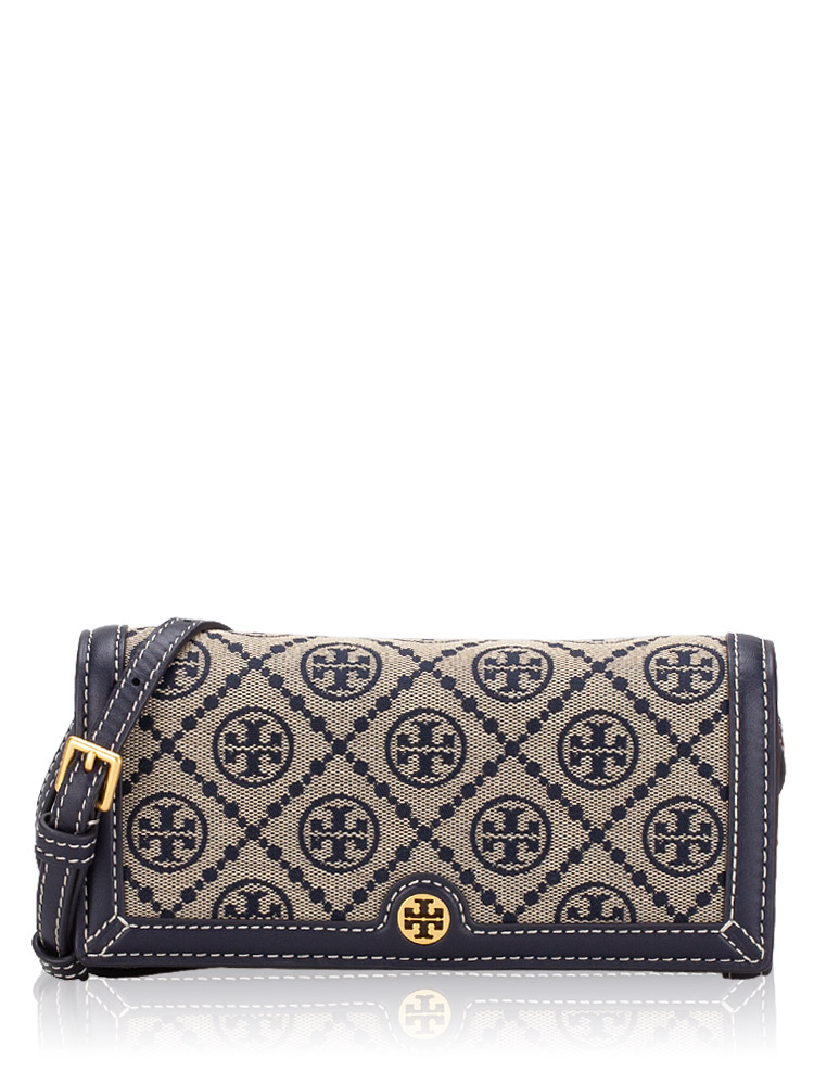 T Monogram Jacquard Wallet Tory Navy